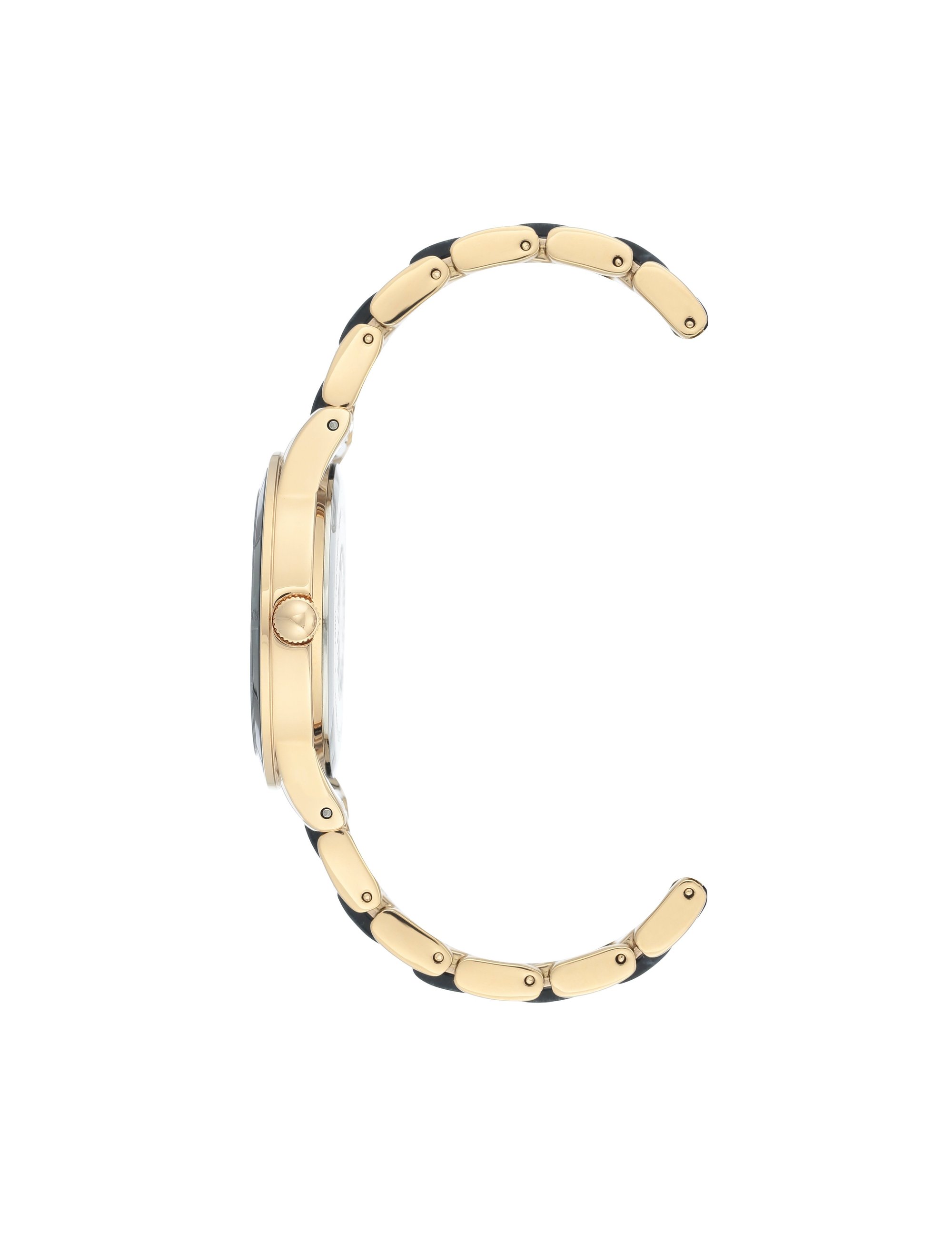 Black Gold Considered Solar Powered Swarovski Crystal Accented Resin Bracelet Watch
