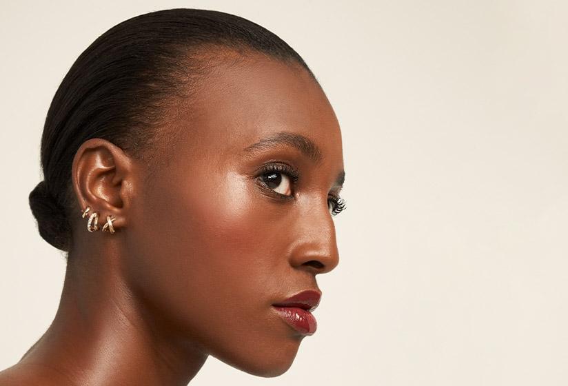 Anne Klein earrings set on model