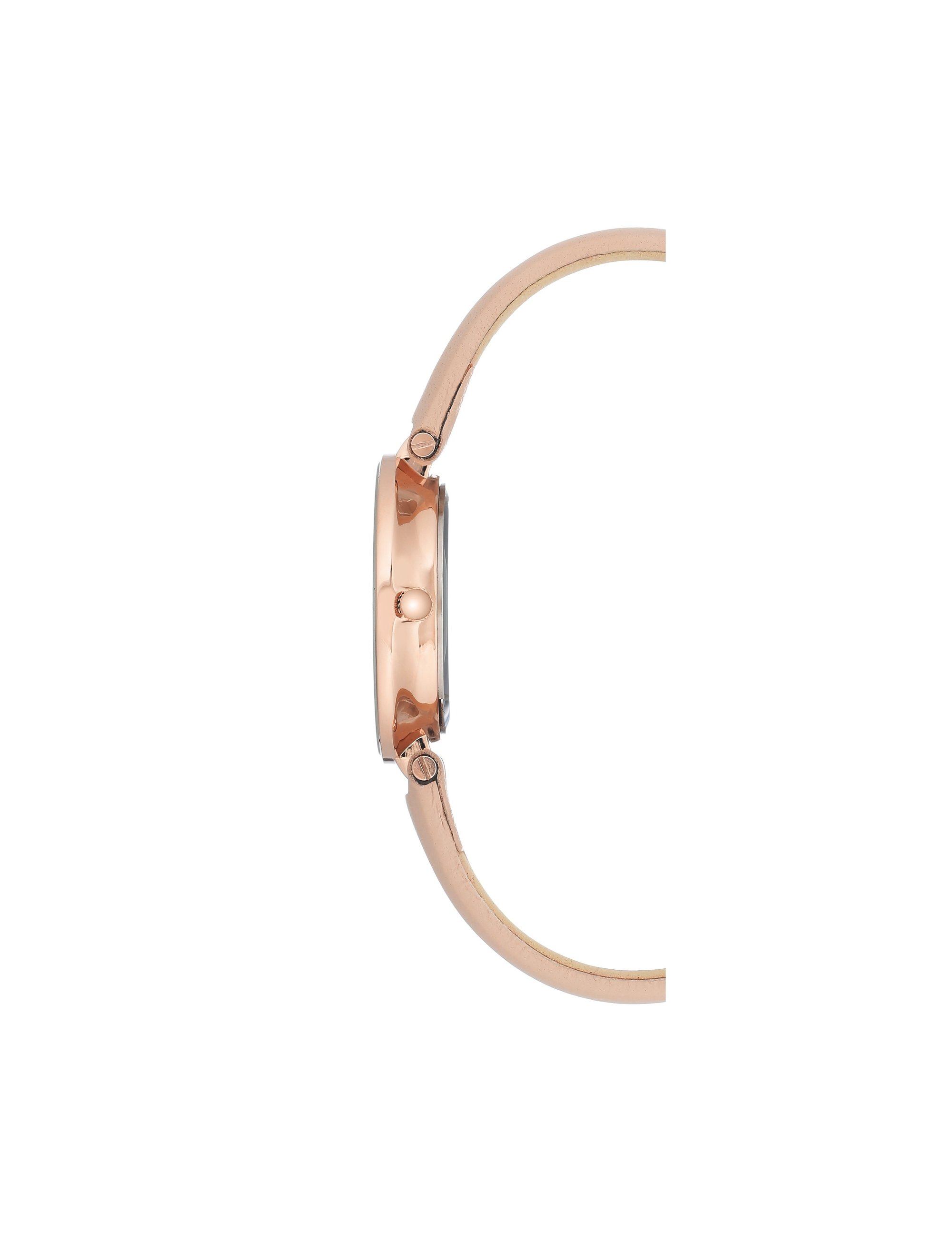 light pink rose gold-tone swarovski crystal accented leather strap watch